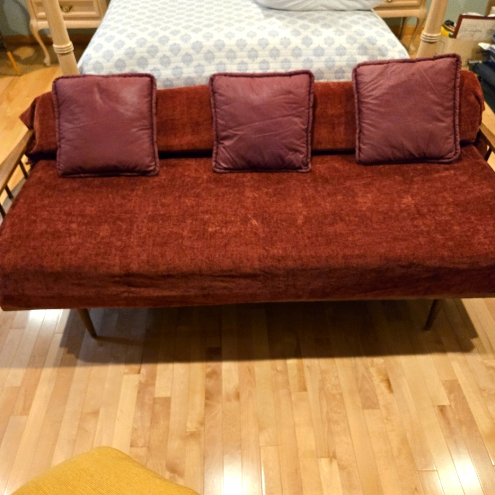 Three Throw Pillows, 16" Square Burgandy Color